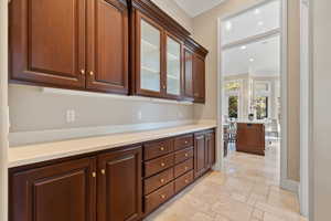 Serving area between kitchen and formal dining room