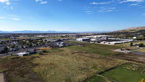 Drone / aerial view of a mountainous background