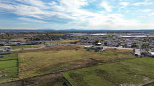 Aerial view of a mountain backdrop