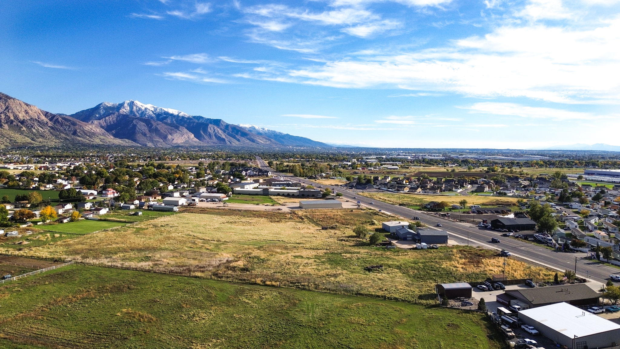 Mountain view with nearby suburban area