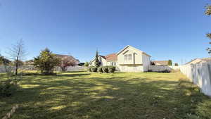 View of fenced backyard