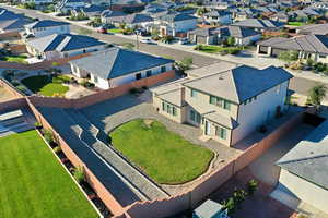 Aerial perspective of suburban area