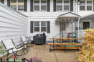 View of private patio with area for grilling