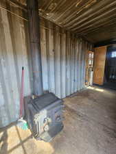 Interior of Storage Container with Wood burning stove!