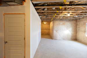 View of unfinished basement