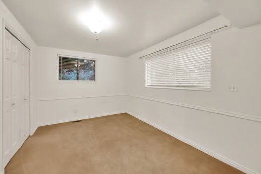 1st Bsmt Bdrm featuring Double-wide closet and  daylight lighting.