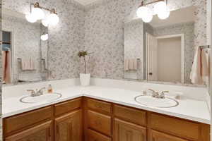 Full bathroom, double vanity & sinks and separate toilet room