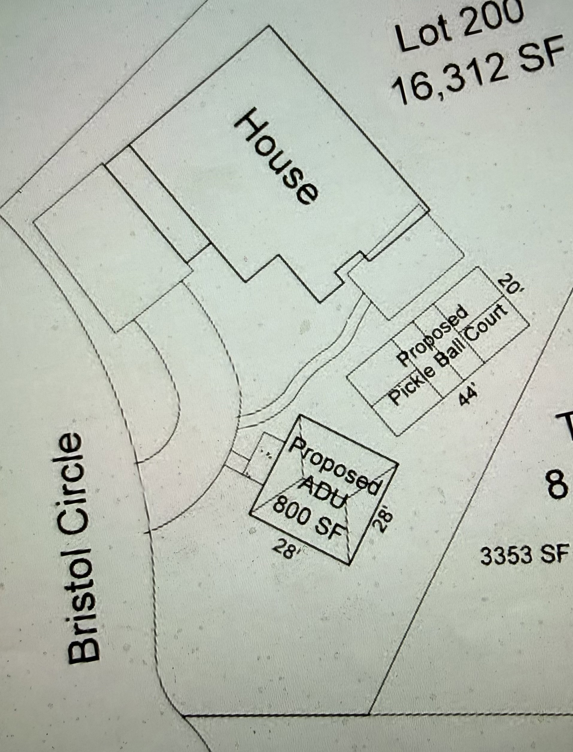 Large .53 lot idea showing possible ADU and/or Pickleball Court!
