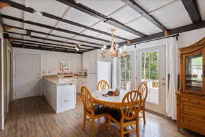 Turning around and looking back at the front door you see the kitchen.