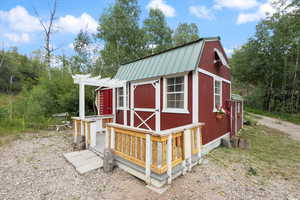 The shed, built in 2016, as a small bunk house for visiting children and grandchildren.