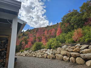 View of mountain with autumn colors.