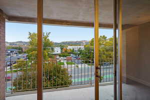 Balcony with a mountain view