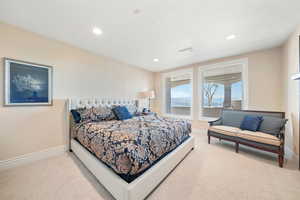 Bedroom featuring carpet and recessed lighting