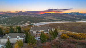 View of mountain background featuring a large body of water