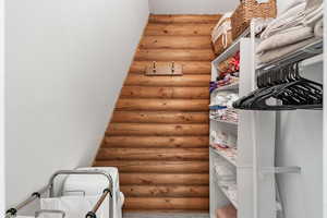 Washroom with log walls