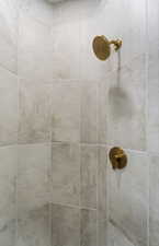 Bathroom view of tiled shower