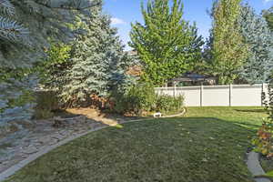 View of fenced backyard