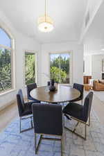 Dining space featuring healthy amount of natural light and wood finished floors