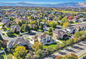 Aerial view of a mountain backdrop