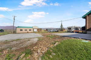 View of yard with a mountain view