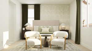 Sitting room with baseboards and an accent wall