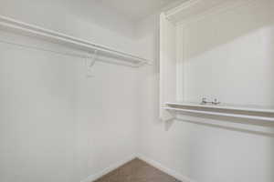 Walk in closet featuring carpet