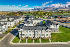Drone / aerial view of a mountainous background