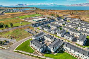 Drone / aerial view of a water and mountain view