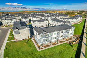 Aerial view of a mountain backdrop