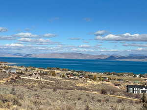 Water view featuring mountains