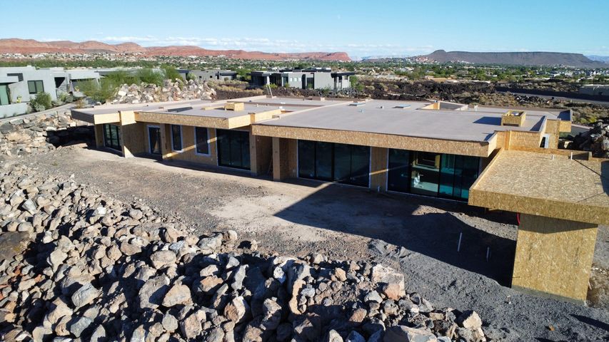 View of front of property with a mountain view