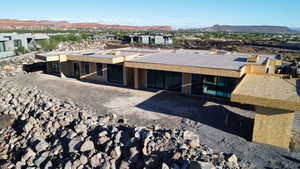 View of front of property with a mountain view