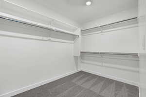 Walk in closet with carpet