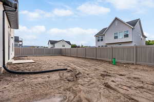 View of fenced backyard