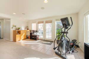 Wet bar, mud room area that can double as workout space.