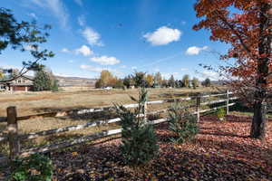 View of yard featuring a view of countryside