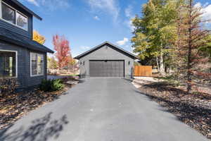 View of detached garage