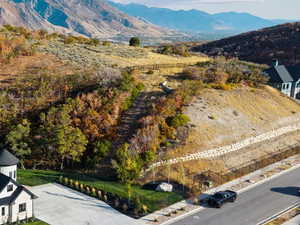 View from above of property featuring mountains