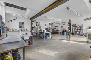 Garage with a workshop area