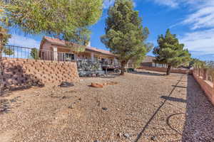 Fenced backyard featuring a wooden deck