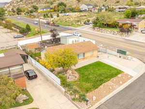 Aerial perspective of suburban area