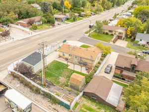 Aerial perspective of suburban area