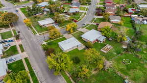 Aerial perspective of suburban area