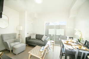 Living room featuring wood finished floors
