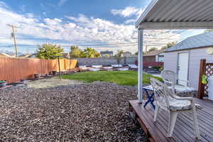 View of fenced backyard