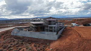 Aerial view of a mountainous background