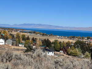 Aerial view of a Bear Lake and mountain view