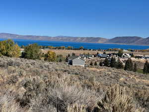 View of Bear Lake , mountain backdrop featuring a large body of water