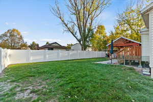 Fenced backyard featuring a patio area