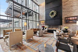 Lobby with a high ceiling